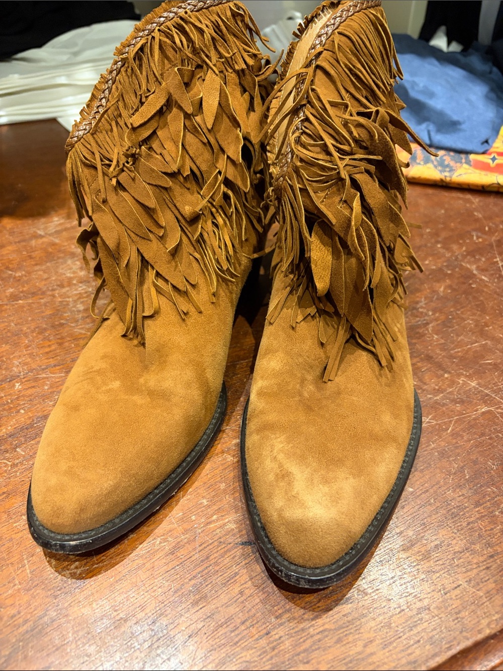 Aquazzura Brown Suede Fringe Ankle Boots